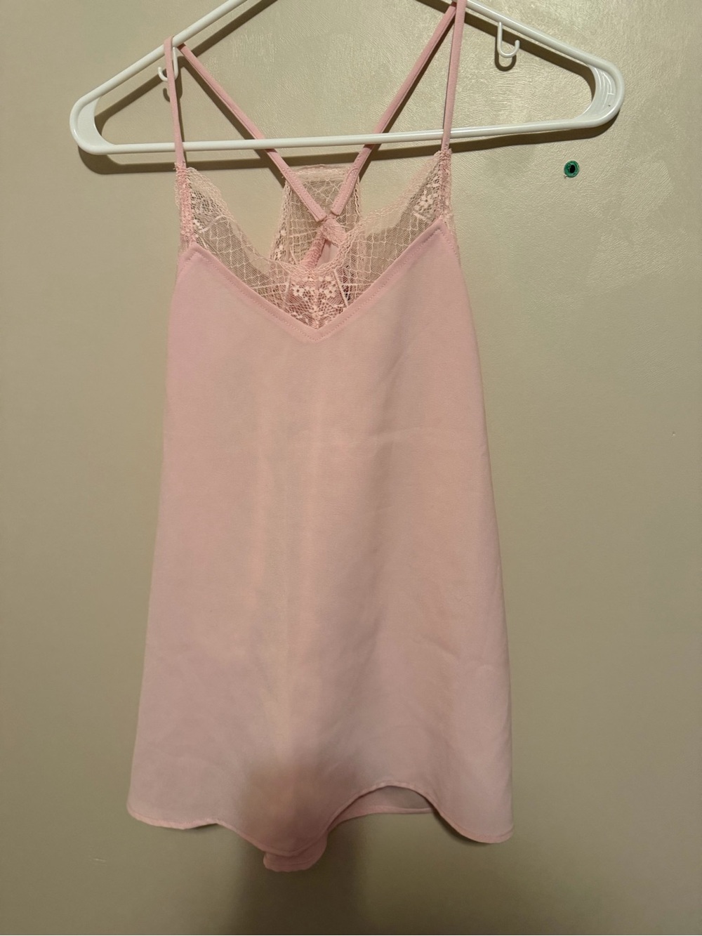 MACARON Pink Lace Back Slip top